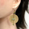 Boucles d'oreilles artisanales Bois, Pierre, Argent 925. Houx - Péridot - Aventurine - Hématite.