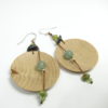 Boucles d'oreilles artisanales Bois, Pierre, Argent 925. Houx - Péridot - Aventurine - Hématite.