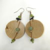 Boucles d'oreilles artisanales Bois, Pierre, Argent 925. Houx - Péridot - Aventurine - Hématite.