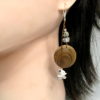 Boucles d'oreilles artisanales Bois, Pierre, Argent 925. Robinier - Cristal de Roche - Jaspe dalmatien.