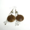 Boucles d'oreilles artisanales Bois, Pierre, Argent 925. Robinier - Cristal de Roche - Jaspe dalmatien.