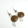 Boucles d'oreilles artisanales Bois, Pierre, Argent 925. Robinier - Cristal de Roche - Jaspe dalmatien.