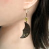 Boucles d'oreilles artisanales Lunes Bois, Pierre, Argent 925. Noyer - Citrine.