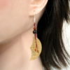 Boucles d'oreilles artisanales Lunes Bois, Pierre, Argent 925.Frêne - Grenat - Jaspe Rouge - Cornaline.