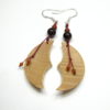 Boucles d'oreilles artisanales Lunes Bois, Pierre, Argent 925.Frêne - Grenat - Jaspe Rouge - Cornaline.