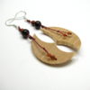 Boucles d'oreilles artisanales Lunes Bois, Pierre, Argent 925.Frêne - Grenat - Jaspe Rouge - Cornaline.