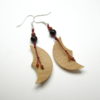 Boucles d'oreilles artisanales Lunes Bois, Pierre, Argent 925.Frêne - Grenat - Jaspe Rouge - Cornaline.