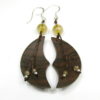 Boucles d'oreilles artisanales Lunes Bois, Pierre, Argent 925. Noyer - Citrine.