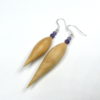 Boucles d'oreilles artisanales Bois, Pierre, Argent 925. Néflier - Améthyste.