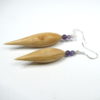 Boucles d'oreilles artisanales Bois, Pierre, Argent 925. Néflier - Améthyste.