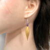 Boucles d'oreilles artisanales Bois, Pierre, Argent 925. Néflier - Améthyste.