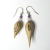 Boucles d'oreilles bois artisanales et intuitives, pièces uniques, fait main. Argent 925